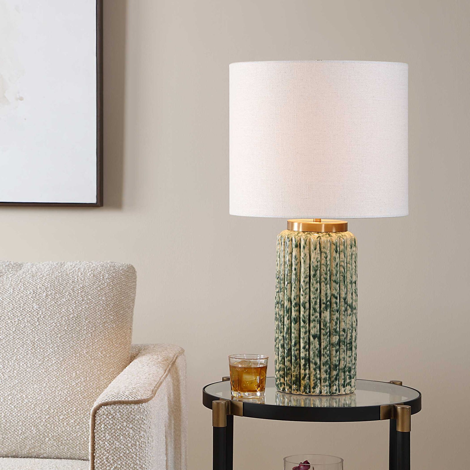 Hensley Ivory & Green Table Lamp