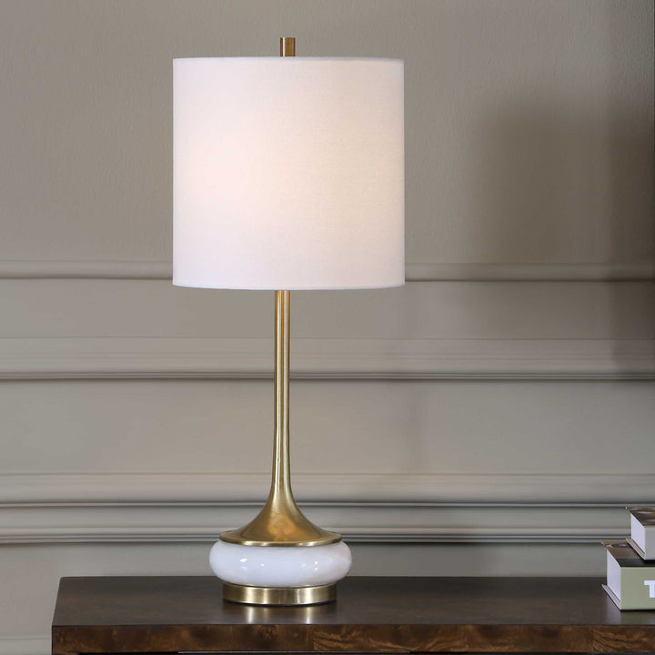 Molena Brass & Pearly Stone Table Lamp