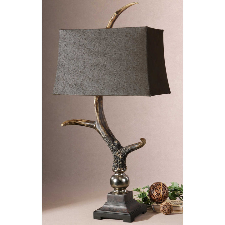 American Home Furniture Uttermost Stag Horn Dark Shade Table Lamp