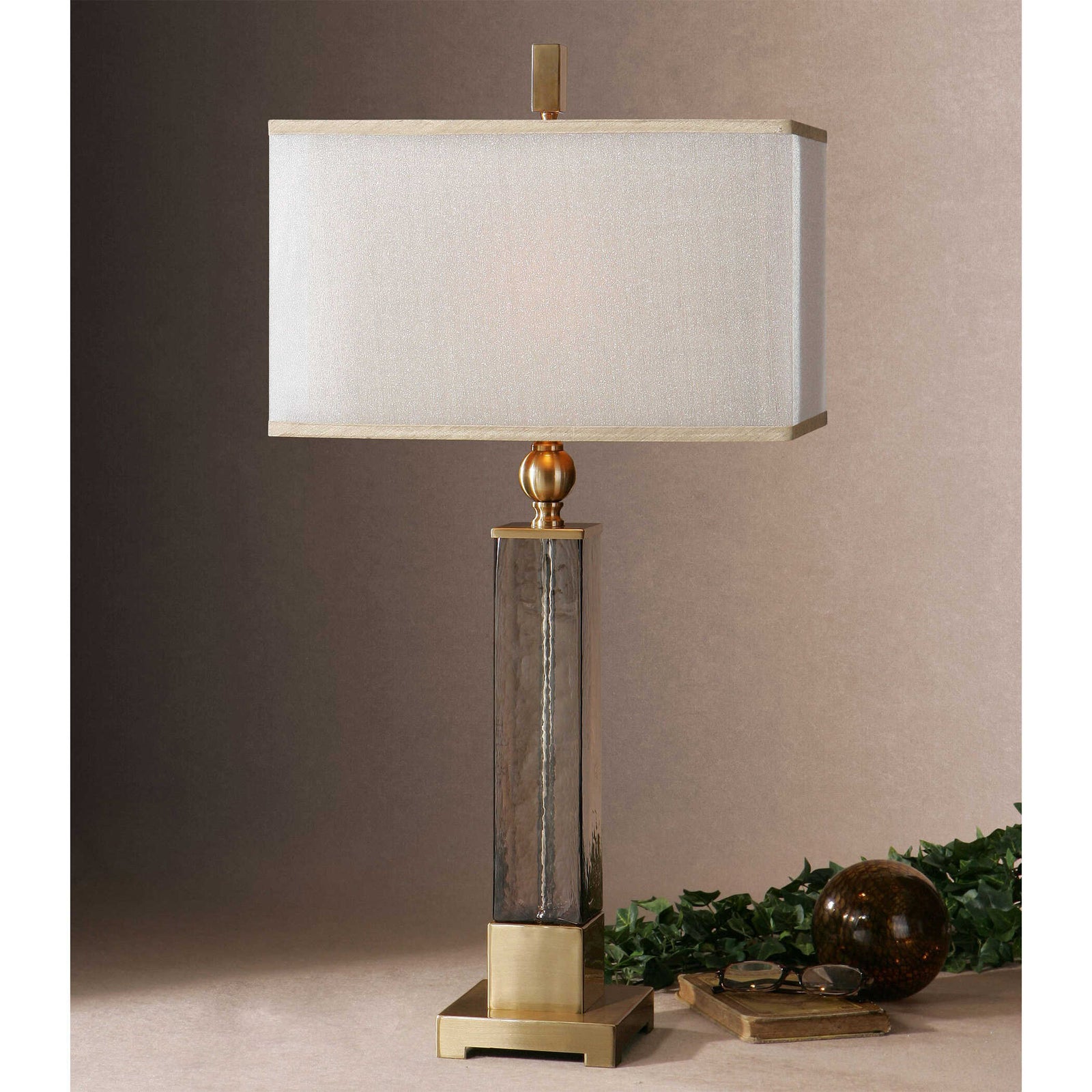 American Home Furniture Uttermost Caecilia Amber Glass Table Lamp