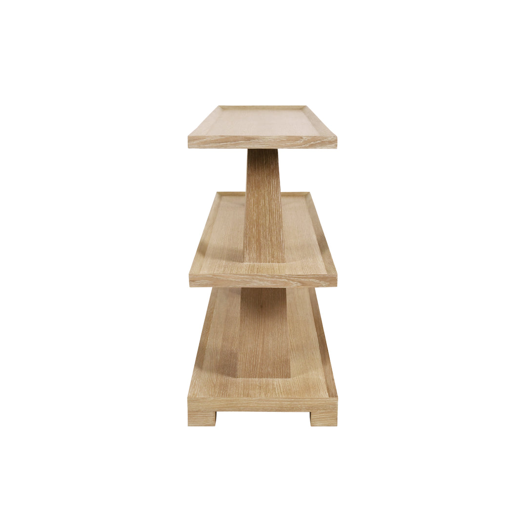 Three Tier Two Column Console In Cerused Oak - LOWEN CO