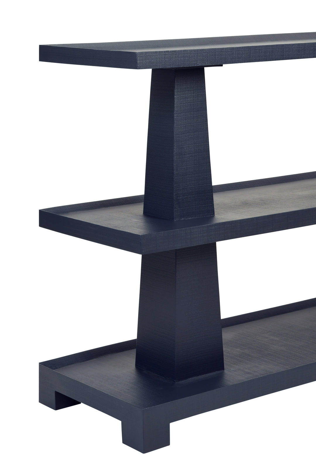 Three Tier Two Column Console In Textured Navy Linen - LOWEN NVY