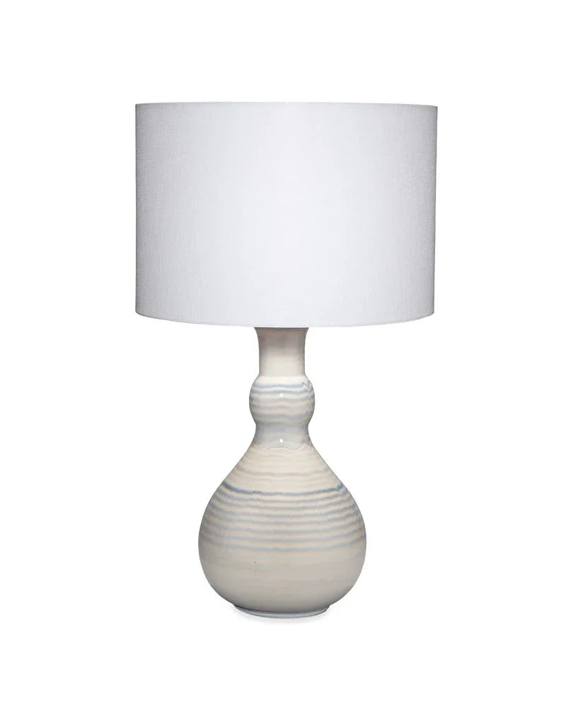 Droplet Ceramic Table Lamp with Linen Shade, Blue - AmericanHomeFurniture