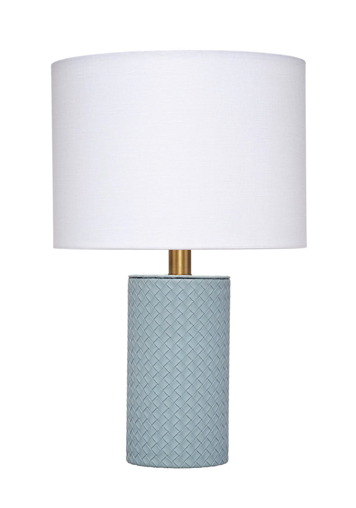 Roman Leather Table Lamp with Linen Shade - AmericanHomeFurniture