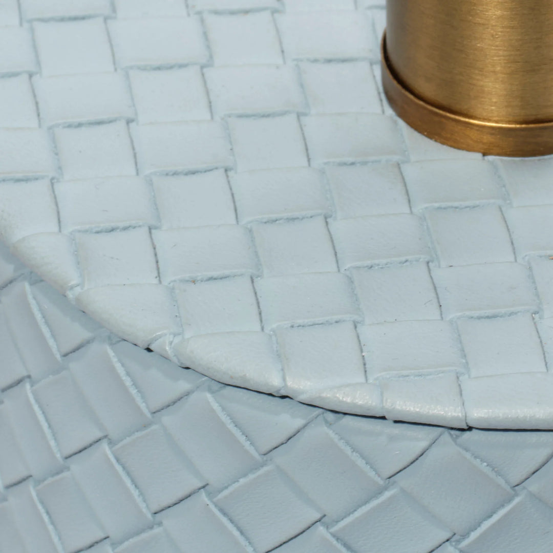 Roman Leather Table Lamp with Linen Shade - AmericanHomeFurniture