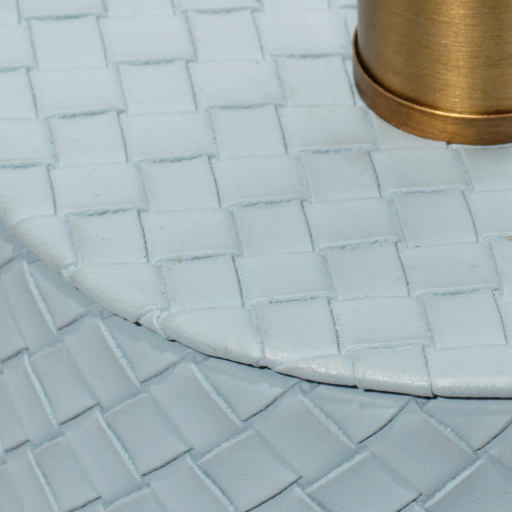 Roman Leather Table Lamp with Linen Shade - AmericanHomeFurniture