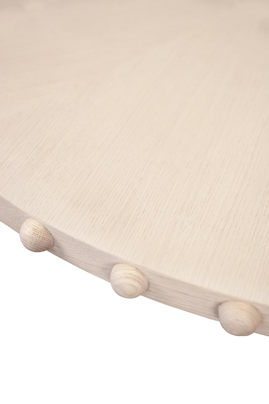 Round Dining Table With Studded Edge Top And Tapered Base In White Oak - LUCIAN RD WO