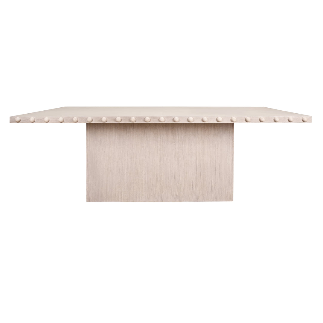 Rectangle Dining Table With Studded Edge Top And Tapered Base In White Oak - LUCIAN RT WO