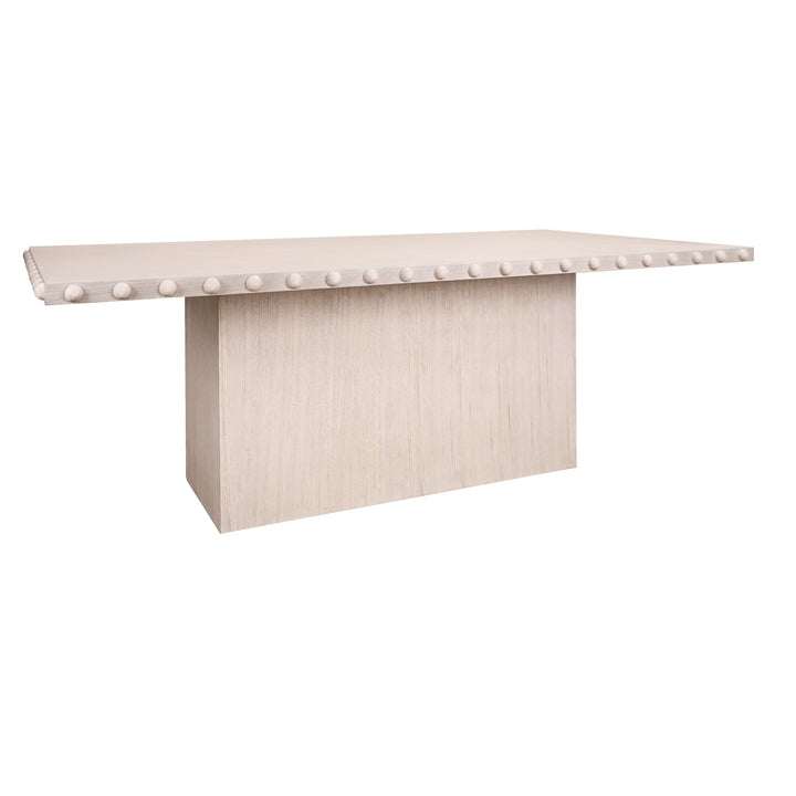Rectangle Dining Table With Studded Edge Top And Tapered Base In White Oak - LUCIAN RT WO