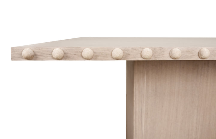 Rectangle Dining Table With Studded Edge Top And Tapered Base In White Oak - LUCIAN RT WO