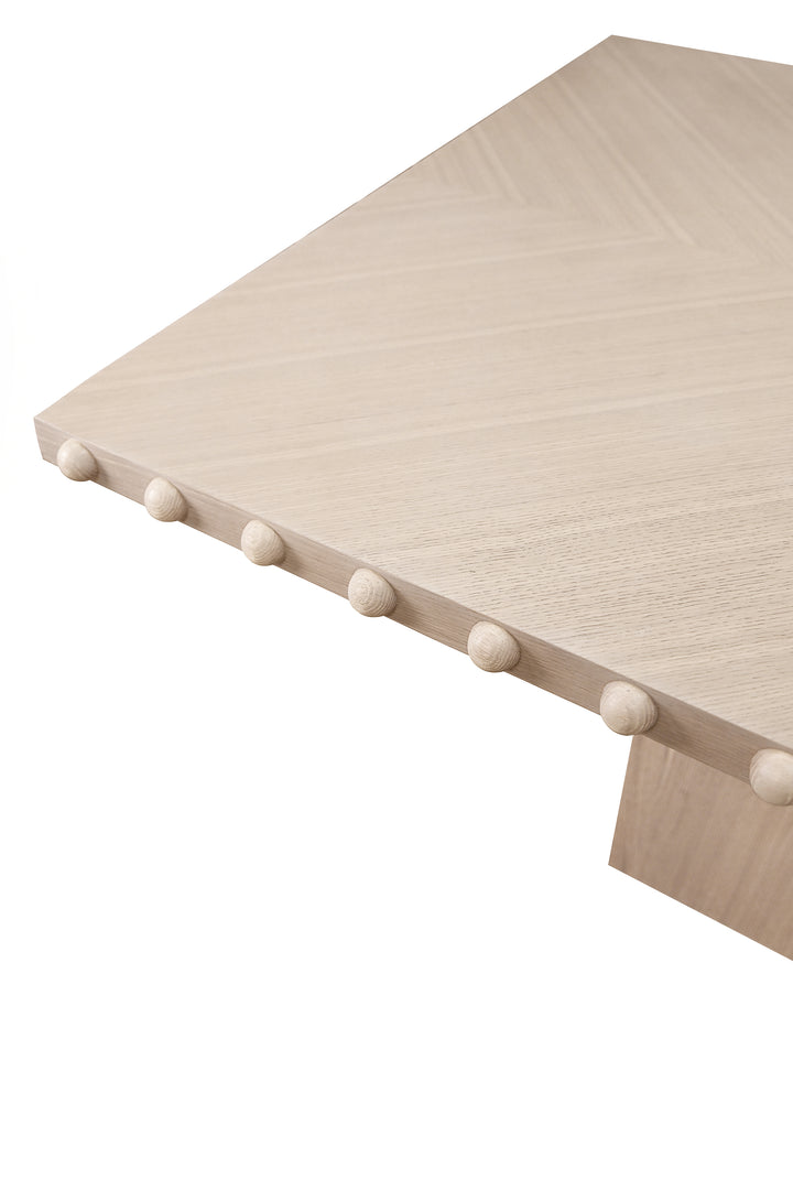 Rectangle Dining Table With Studded Edge Top And Tapered Base In White Oak - LUCIAN RT WO