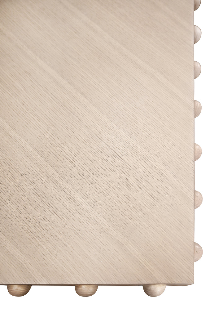Rectangle Dining Table With Studded Edge Top And Tapered Base In White Oak - LUCIAN RT WO
