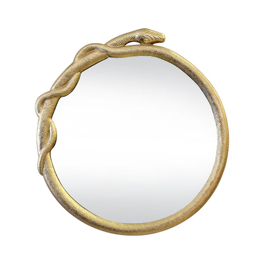 Entangled Snake Frame Round Mirror In Gold - LUCIUS