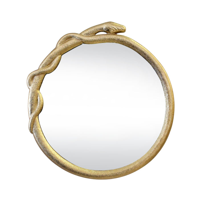 Entangled Snake Frame Round Mirror In Gold - LUCIUS