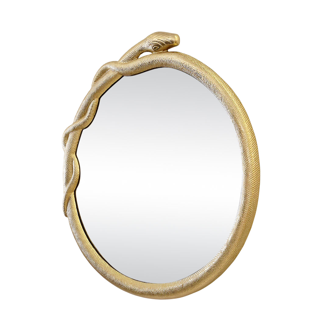 Entangled Snake Frame Round Mirror In Gold - LUCIUS