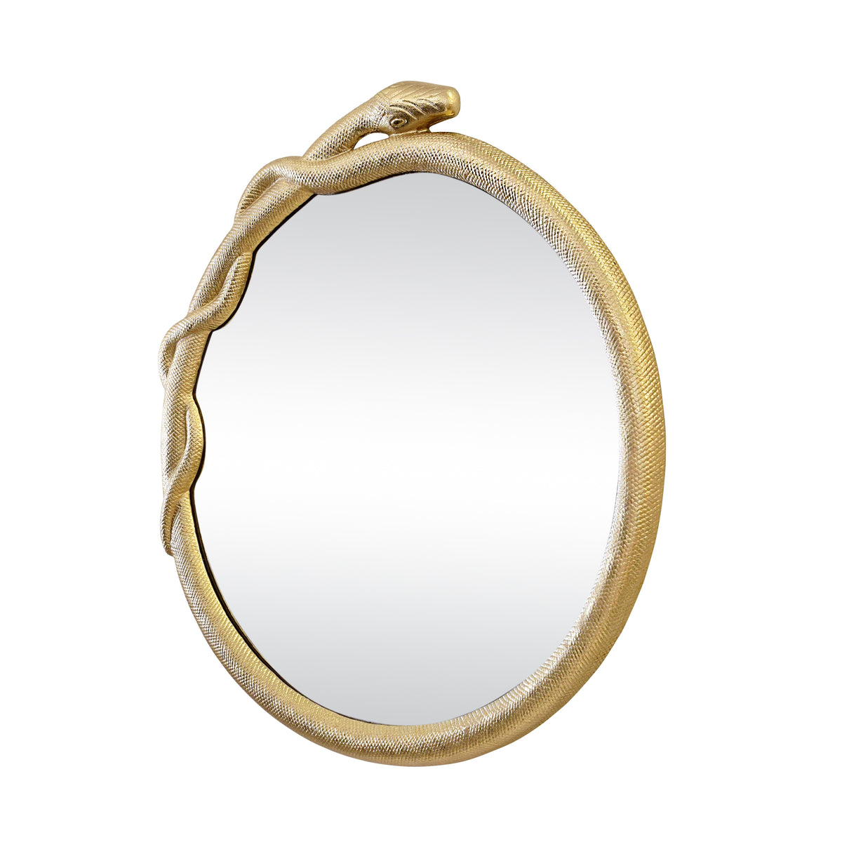 Entangled Snake Frame Round Mirror In Gold - LUCIUS