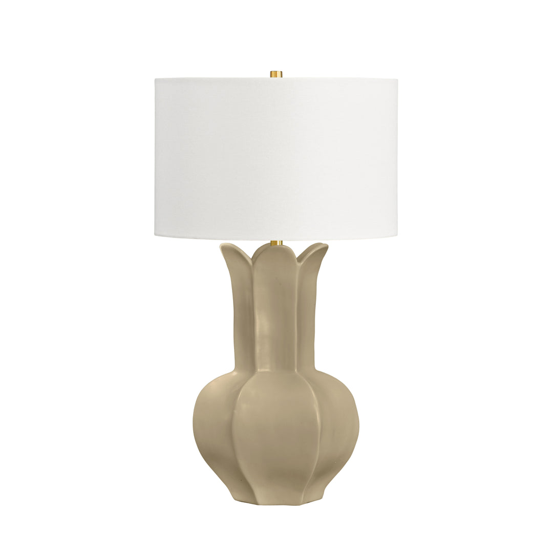 Floral Ceramic Table Lamp In White Glaze - LYLA BG