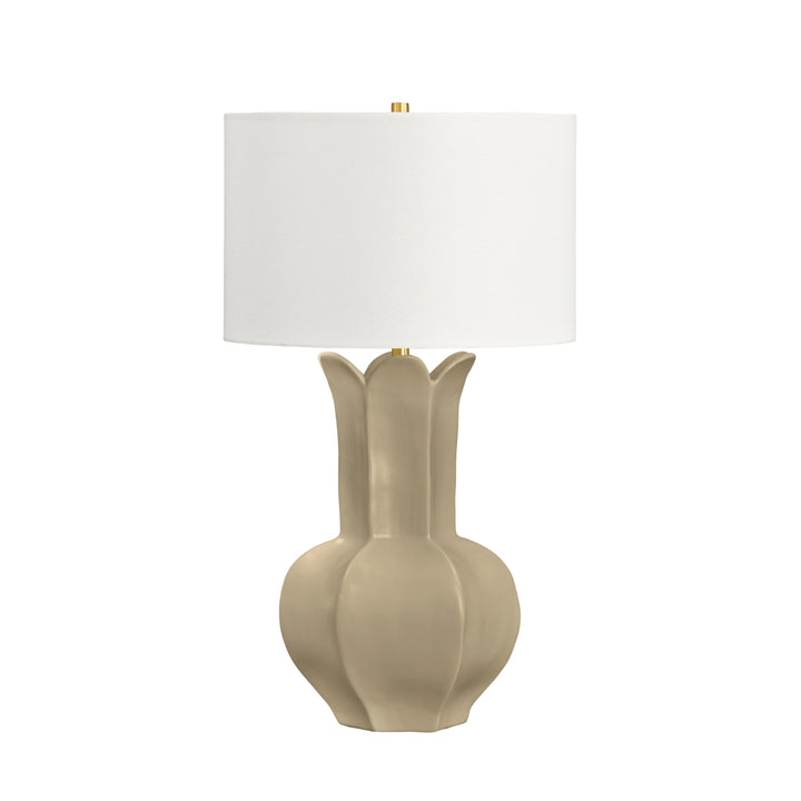 Floral Ceramic Table Lamp In White Glaze - LYLA BG