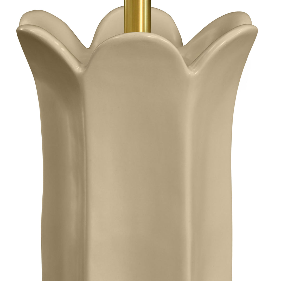 Floral Ceramic Table Lamp In White Glaze - LYLA BG