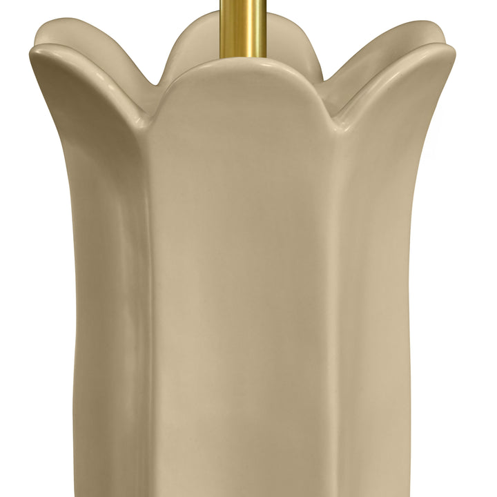 Floral Ceramic Table Lamp In White Glaze - LYLA BG