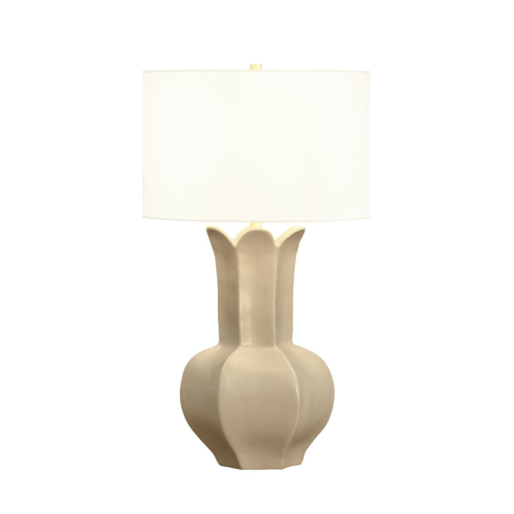 Floral Ceramic Table Lamp In White Glaze - LYLA BG