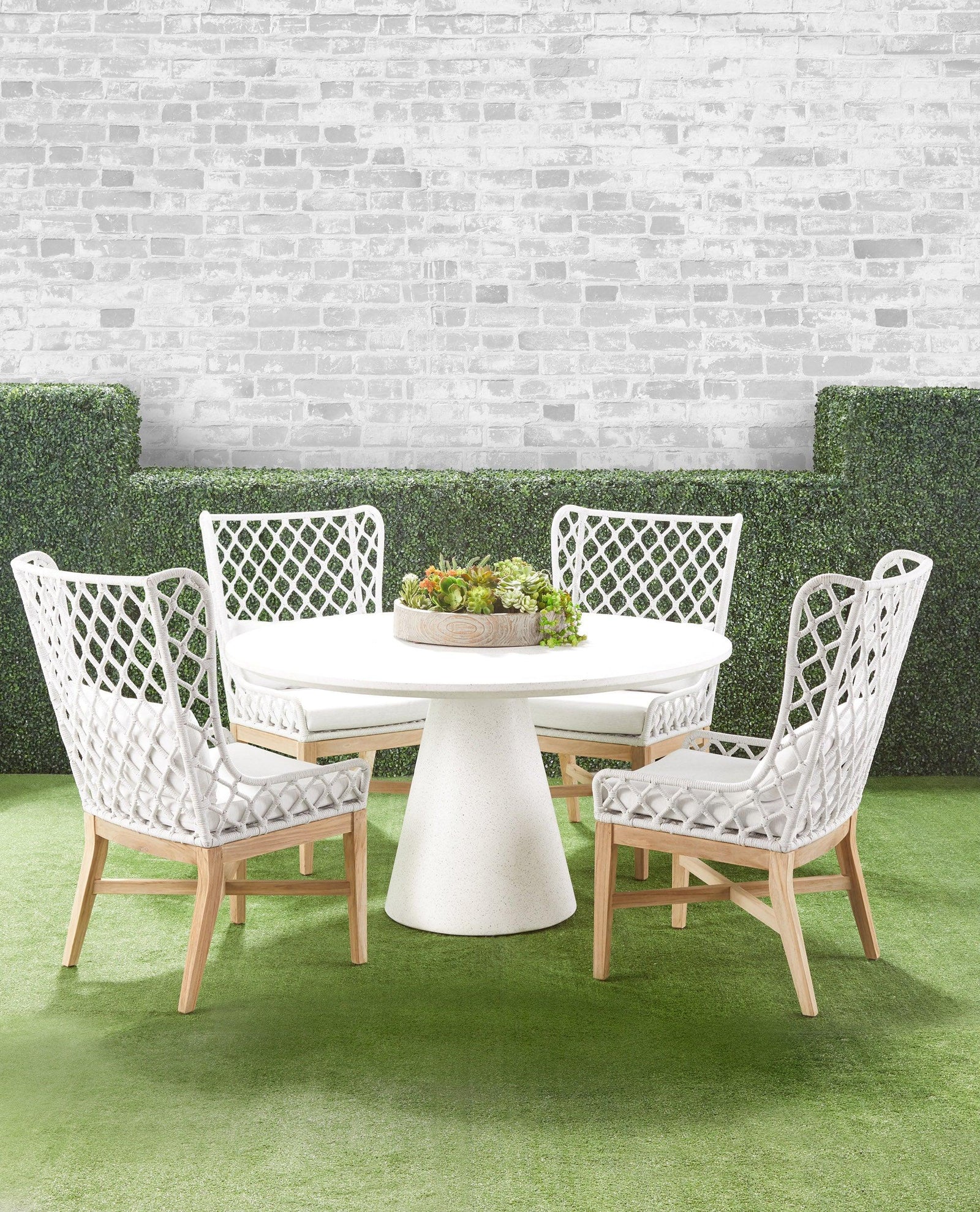Essentials For Living - Lattis Outdoor Wing Chair - 6804.WHT/WHT/GT | American Home Furniture