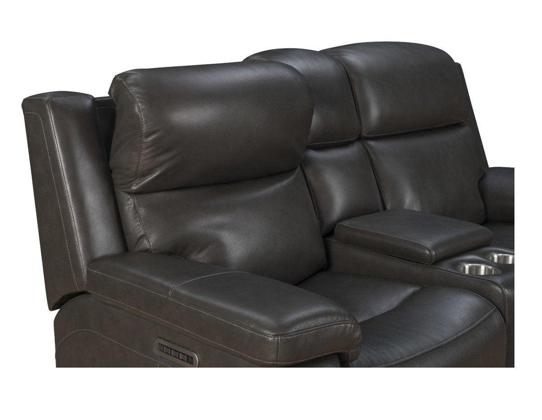 Leon Power Reclining Console Loveseat - AmericanHomeFurniture