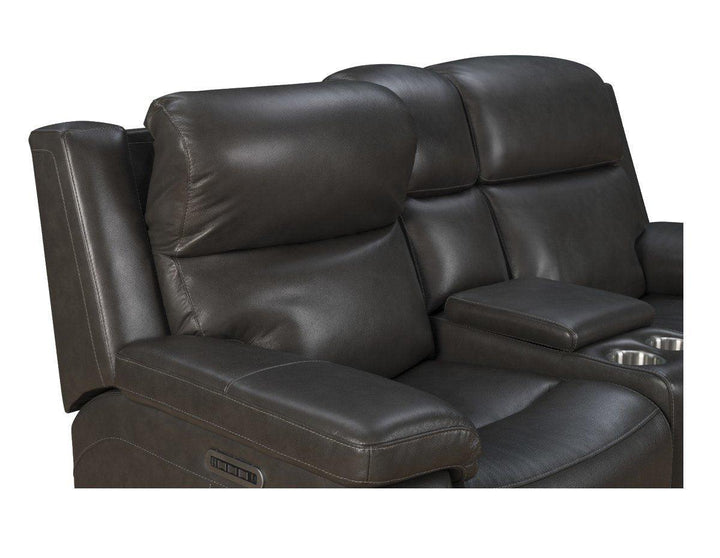 Leon Power Reclining Console Loveseat - AmericanHomeFurniture
