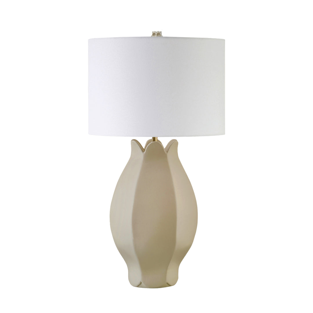 Organic Floral Inspired Ceramic Table Lamp In Beige Glaze - MAE BG