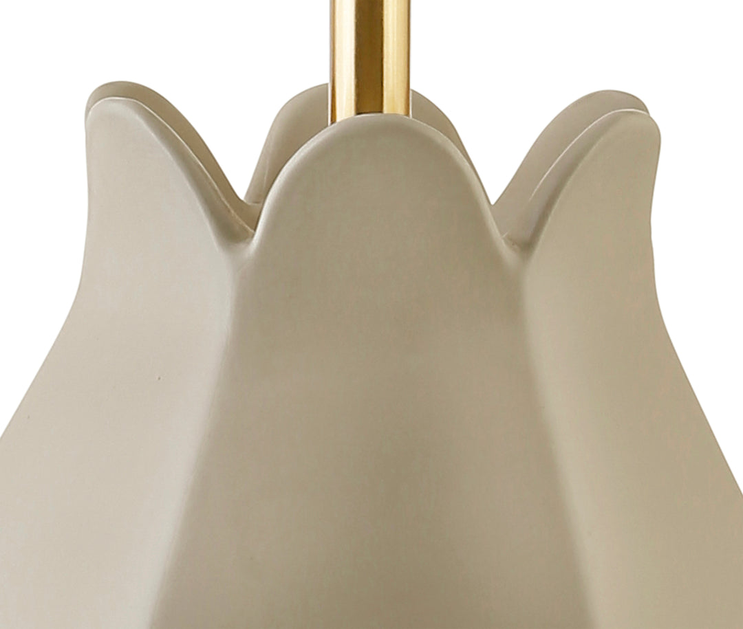 Organic Floral Inspired Ceramic Table Lamp In Beige Glaze - MAE BG