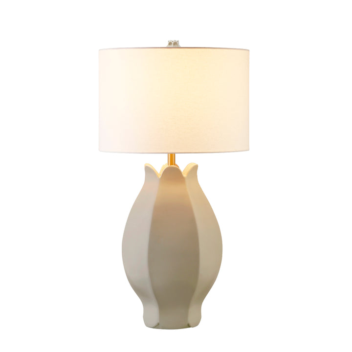 Organic Floral Inspired Ceramic Table Lamp In Beige Glaze - MAE BG