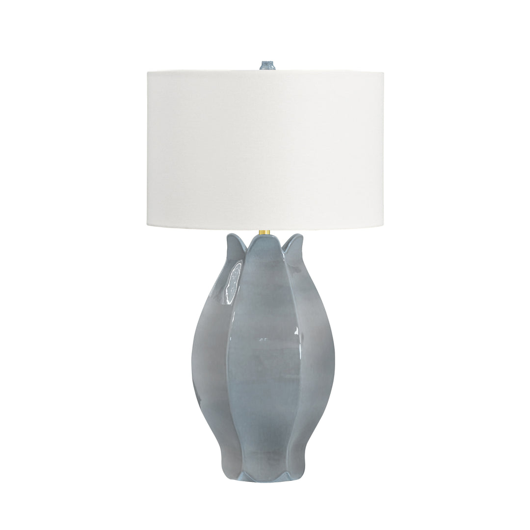 Organic Floral Ceramic Table Lamp In Gray Blue Glaze - MAE GRYBL