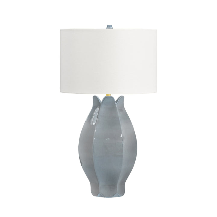 Organic Floral Ceramic Table Lamp In Gray Blue Glaze - MAE GRYBL