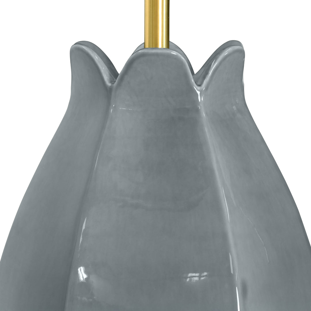 Organic Floral Ceramic Table Lamp In Gray Blue Glaze - MAE GRYBL