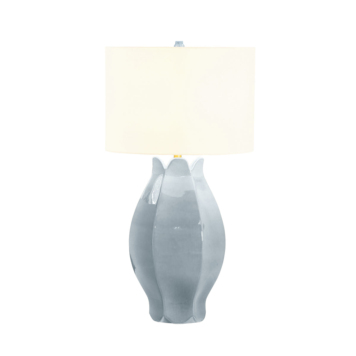 Organic Floral Ceramic Table Lamp In Gray Blue Glaze - MAE GRYBL