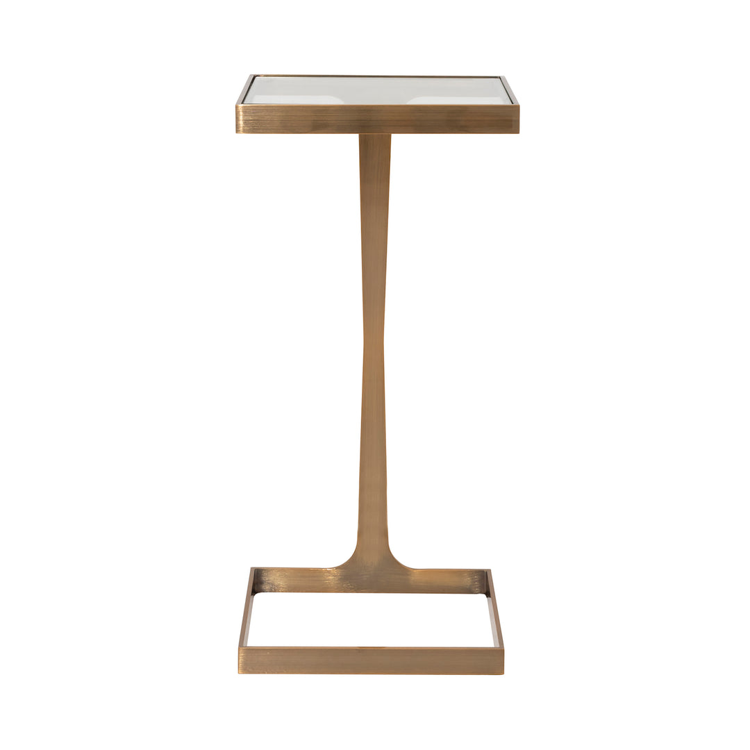 Glass Top Square Cigar Table In Antique Brass - MAISEL ABR