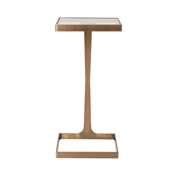 Glass Top Square Cigar Table In Antique Brass - MAISEL ABR