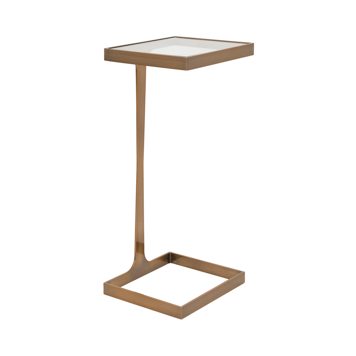 Glass Top Square Cigar Table In Antique Brass - MAISEL ABR