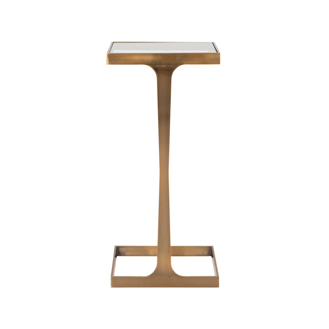 Glass Top Square Cigar Table In Antique Brass - MAISEL ABR