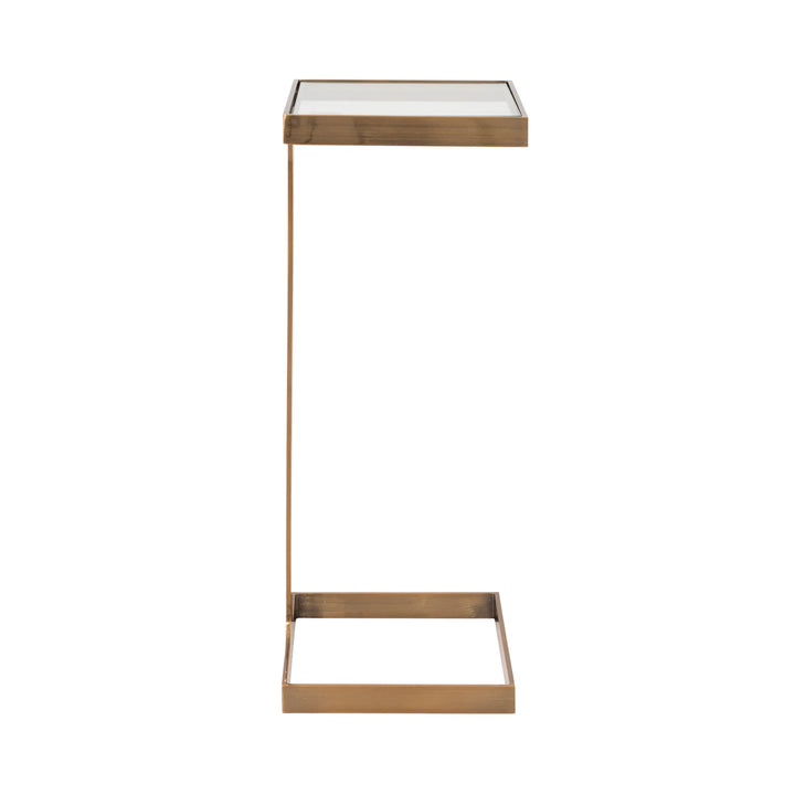 Glass Top Square Cigar Table In Antique Brass - MAISEL ABR