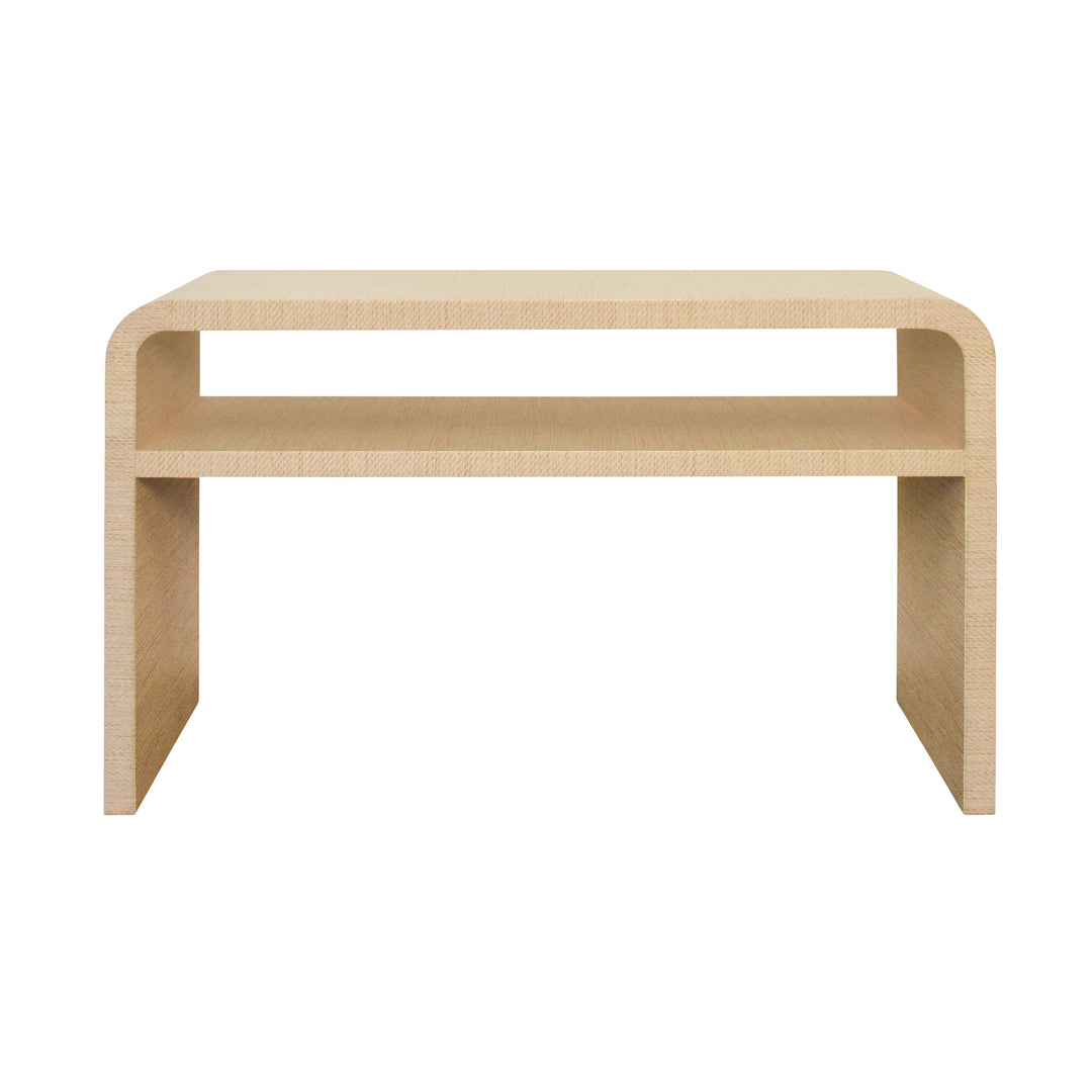Waterfall Edge Two Tier Console Table In Natural Grasscloth - MARSHALL NAT
