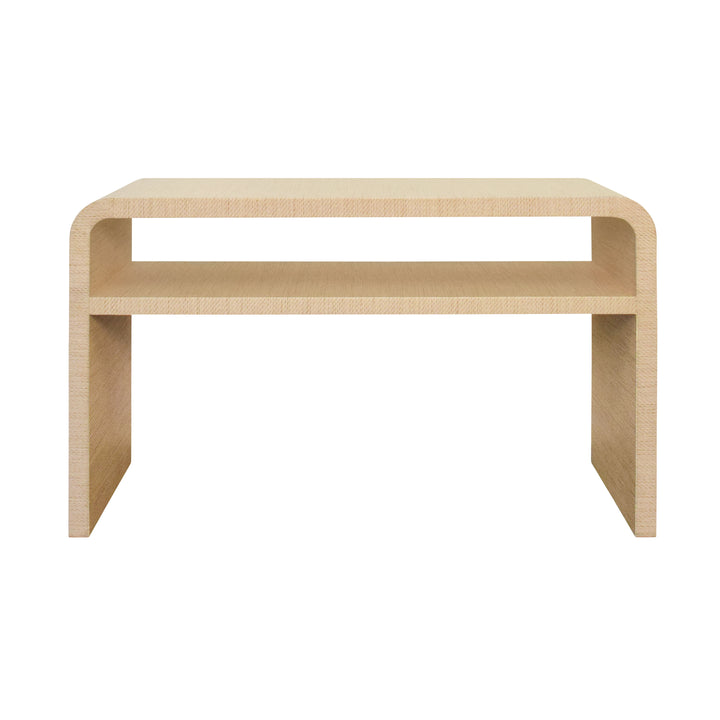 Waterfall Edge Two Tier Console Table In Natural Grasscloth - MARSHALL NAT