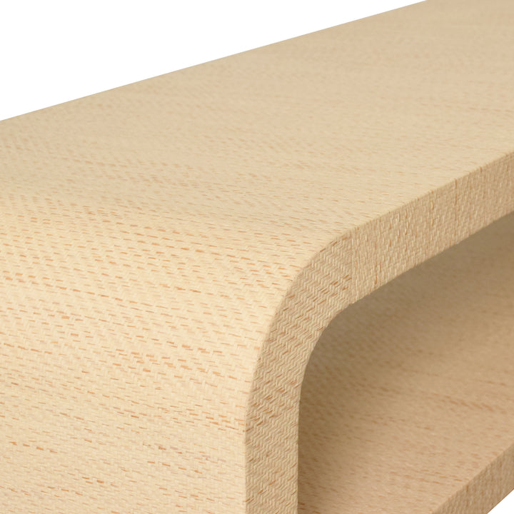 Waterfall Edge Two Tier Console Table In Natural Grasscloth - MARSHALL NAT