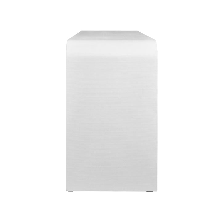 Waterfall Edge Two Tier Console Table In Textured White Linen - MARSHALL WH