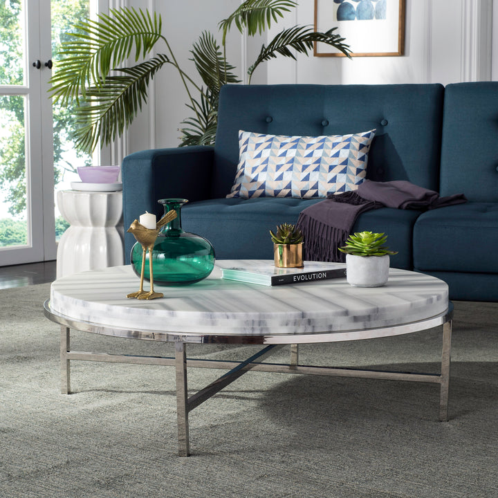 American Home Furniture Safavieh Couture Adeline Round Marble Cocktail Table