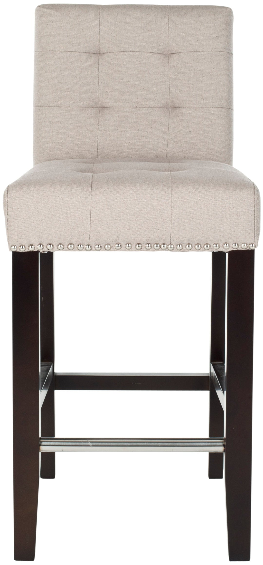 Thompson 23.9" Linen Counter Stool W/ Silver Nailheads