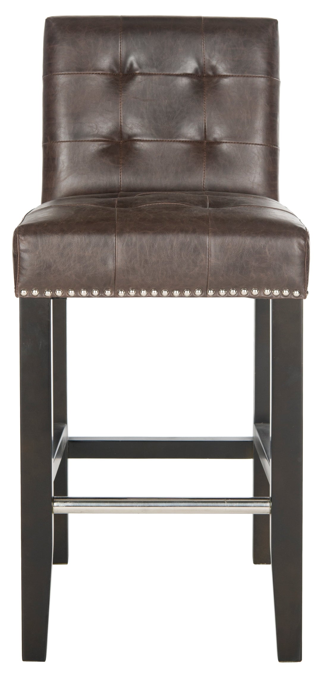 Thompson 23.9" Leather Counter Stool W/ Silver Nailheads