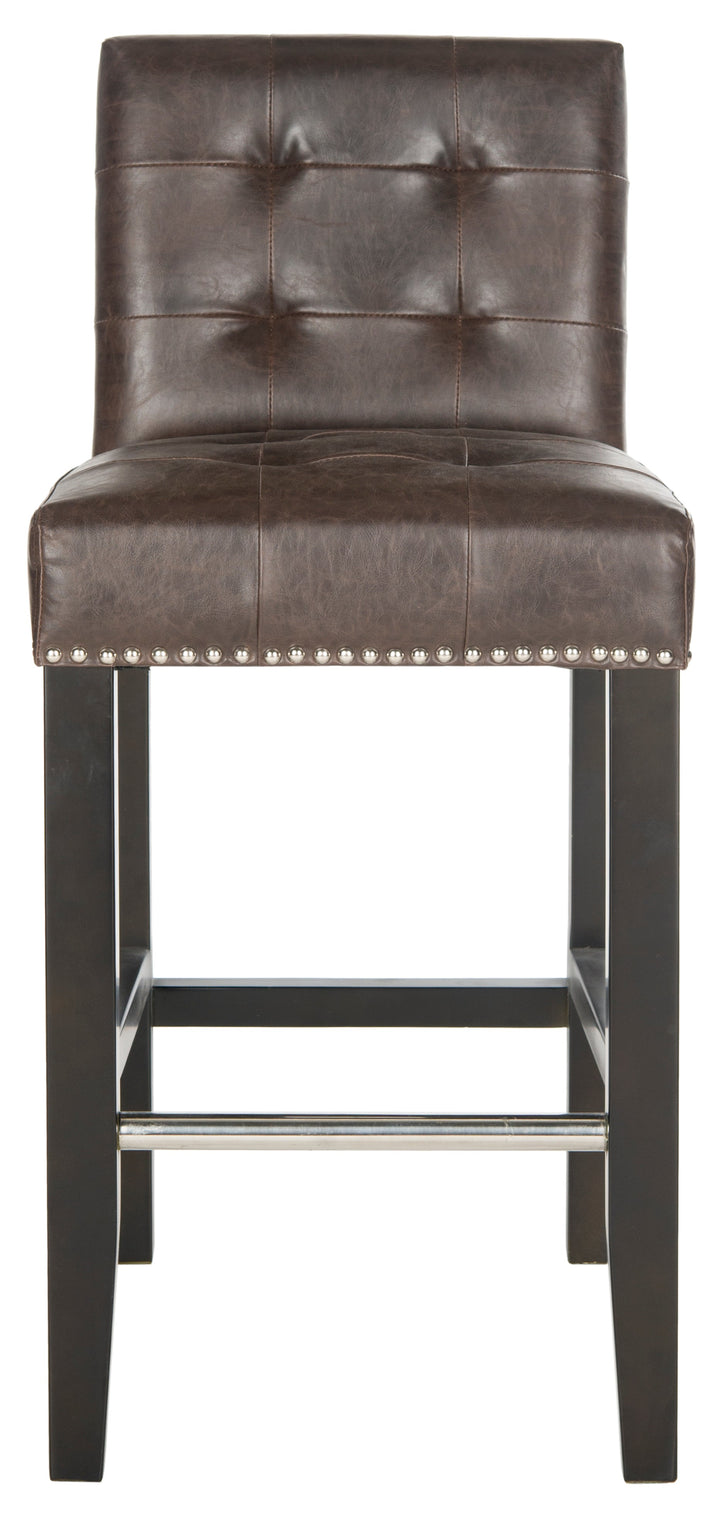 Thompson 23.9" Leather Counter Stool W/ Silver Nailheads