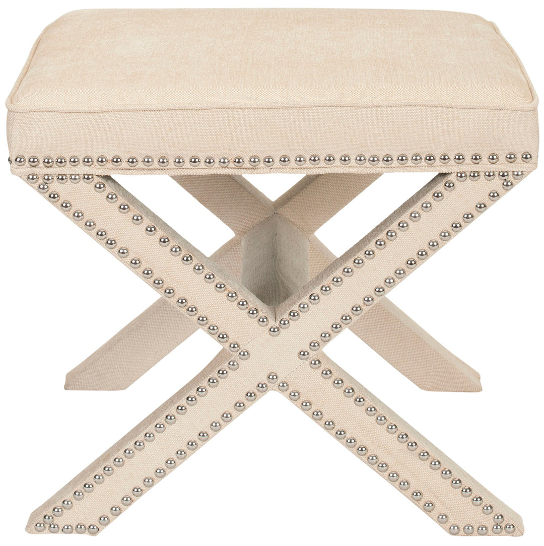 Palmer Ottoman   Silver Nail Heads - AmericanHomeFurniture