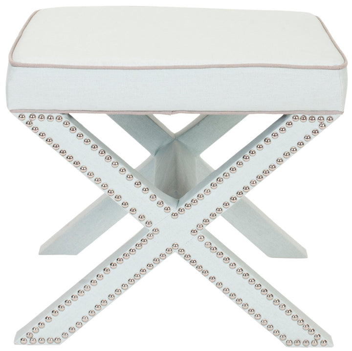 Palmer Ottoman   Silver Nail Heads - AmericanHomeFurniture